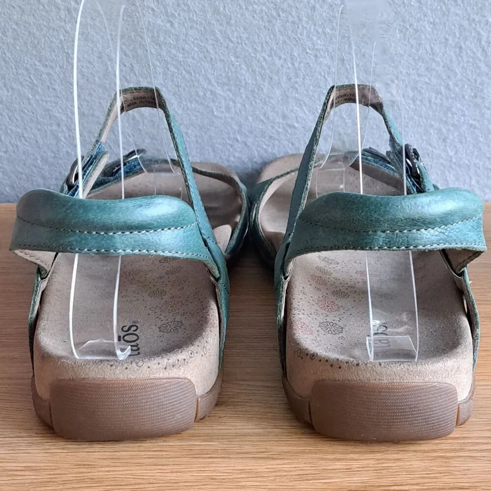 Taos Footwear Teal Leather Adjustable Strap Sandals for Women - Picture 3 of 13